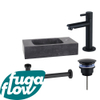 FugaFlow Eccelente Arredo fonteinset - 40x22x9cm - 1 kraangat - natuursteen - fonteinkraan zwart mat - zwart - Black Friday - SW1125278