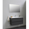 Basic Bella Meuble avec lavabo céramique avec 1 trou de robinet avec miroir et lumière 100x55x46cm Flat Pack Anthracite mat SW538732