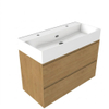 Saniclass Holz Pure Badkamermeubelset - 100x45x72cm - Legend keramische wastafel mat wit - 1 wasbak - 2 kraangaten - 2 lades - mat eiken natural (hout) SW1580160