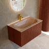 MONDIAZ KURVE-DLUX Meuble de salle de bains 80cm couleur Ruby avec 1 tiroir et 0 porte. Lavabo BIG SMALL Central 1 trou de robinet Saba. SW1434052
