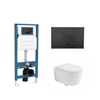 QeramiQ Dely Swirl Toiletset - inbouwreservoir Qeramiq Flush - 35mm zitting - kunststof mat zwarte bedieningsplaat - ronde knoppen - mat wit SW1578413