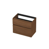 INK Wastafelonderkast - 80x45x65cm - 2 lades - greeploos - met houten keerlijst - MDF - Warm walnoot SW1238909