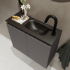 MONDIAZ TURE Kit lave-mains - 60x23x50cm - 1 trou de robinet - 2 portes - gris foncé mat - Lavabo à droite - Solid Surface Noir SW475294 MONDIAZ TURE Kit lave-mains - 60x23x50cm - 1 trou de robinet - 2 portes - gris foncé mat - Lavabo à droite - Solid Surface Noir SW475294