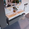 Mondiaz ALAN-DLUX Ensemble de meuble - 130cm - meuble Plata mat - 1 tiroir - Lavabo Cloud Frappe suspendu - vasque Gauche et droite - 0 trous de robinet SW805021