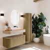 MONDIAZ THOR-DLUX Meuble de salle de bains 110cm arrondi gauche + droite couleur Dusk avec 1 tiroir et 2 portes. Vasque suspendue CLOUD Droite sans trou de robinet couleur Saba. SW1463029