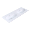 Arcqua Oval Lavabo encastré - 121x46x1.5cm - double vasque - sans trou de robinet - marbre de synthèse - blanc brillant SW1581331
