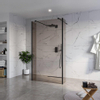 Fortifura Galeria Vrijstaande Inloopdouche - 110x200cm - Rookglas - antikalk - 8mm veiligheidsglas - 2 zijwanden - 40cm - wandsteunen en hoekprofielen - mat zwart SW993187