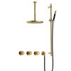 Hotbath Cobber @Work Regendoucheset - inbouw - 30cm plafondarm - 30cm ronde hoofddouche - staafhanddouche - glijstang - Geborsteld messing PVD SW677743