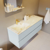 Mondiaz VICA-DLUX Ensemble de meuble de salle de bain - 130cm - meuble sous-vasque argile - 2 tiroirs - lavabo encastré nuage gauche - 1 trou de robinet - version haute de 60cm - frape SW1089254