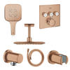 Grohe Rainshower SmartActive Regendoucheset Opbouw -hoofddouche vierkant 31cm - handdouche vierkant - plafondarm - inbouwbox - brushed warm sunset (koper) SW762045