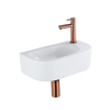 QeramiQ Fuente pack lave-mains – 40 x 21,5 x 12 cm – céramique blanc mat – perçage à droite – robinet cuivre brossé SW1232836