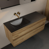 Mondiaz Aivy ensemble de meuble de salle de bains - 120x45x50cm - 0 trous de robinet - 1 vasque urban Solid surface - Gauche - 2 tiroirs - Avec miroir - Mélamine Chai SW892312