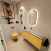 MONDIAZ TURE-DLUX meuble de toilettes 120cm Ocher. EDEN lavabo Opalo position milieu. Sans trou de robinet. SW1104420