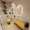 MONDIAZ TURE-DLUX Meuble toilette - 120cm - Ocher - EDEN - vasque Opalo - position centrale - sans trou de robinet SW1104420