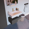 Mondiaz ALAN-DLUX Ensemble de meuble - 70cm - meuble Dark grey mat - 1 tiroir - Lavabo Cloud Ostra suspendu - vasque Centre - 1 trou de robinet SW807594