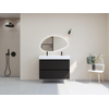 H&R Badmeubelen Infinity XXL 3D Badkamermeubelset - 100 cm - 1 keramische wasbak kube wit - 2 kraangaten - 2 lades - mat zwart SW863474