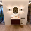 Mondiaz CIRO-DLUX Badkamermeubelset - 80x45x50cm - Solid surface wastafel Glace - 1 wasbak Midden - zonder kraangaten - 2 lades - Ruby SW1531538