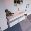 Mondiaz ALAN-DLUX Ensemble de meuble - 130cm - meuble Cale mat - 2 tiroirs - Lavabo Cloud Ostra suspendu - vasque Droite - 1 trou de robinet SW807719