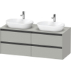 Duravit Ketho 2 meuble sous-lavabo avec plan de console avec 4 tiroirs pour doubles vasques 140x55x56,8cm avec poignées anthracite gris béton mat SW772754