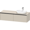 Duravit Ketho.2 Wastafelonderbouwkast - inclusief consoleplaat - met 2 laden - voor waskom rechts - 160x55x45.9cm - met handgrepen antraciet - taupe supermat SW773110
