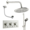 Crosswater MPRO Regendoucheset inbouw - 3 hendels - badafvoer - 30cm douchekop - handdouche - glijstang - wandarm - geborsteld RVS SW1472671