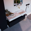 Mondiaz ALAN-DLUX Ensemble de meuble - 130cm - meuble Urban mat - 2 tiroirs - Lavabo Cloud Glace suspendu - vasque Droite - 0 trous de robinet SW805602
