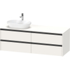 Duravit Ketho.2 Wastafelonderbouwkast - inclusief consoleplaat - met 4 laden - voor waskom links - 160x55x56.8cm - met handgrepen antraciet - wit supermat SW772724