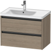 Duravit Ketho.2 Wastafelonderbouwkast - met 2 laden - voor waskom links - 78.4x45.5x54.9cm - met grepen antraciet - eiken terra mat SW773046