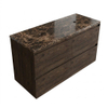 Saniclass Holz Pure Badkamermeubelset - 120x45x63cm - Noche natuurstenen topblad dark emperador - zonder kraangat - 4 lades - mat eiken charcoal (hout) SW1478299