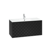 Crosswater Vergo ensemble de meubles de salle de bain - 99.8x47.6x45.5cm - 1 lavabo verre - blanc 1 trou pour robinet - 1 tiroir - noir mat SW910713