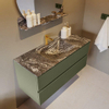 Mondiaz VICA-DLUX Ensemble de meuble de salle de bain - 110cm - meuble sous-vasque armée - 2 tiroirs - lavabo encastré nuage milieu - 1 trou de robinet - version haute 60cm - lave SW1086723