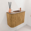Mondiaz JOYA-DLUX 51.6cm toiletmeubel - ronding links kleur Oak - Wastafel FAYE positie Rechts 1 kraangat kleur Arena. SW1423873