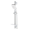 GROHE Rainshower SmartActive 130 Cube Glijstangset - 60cm - vierkante handdouche - 3 straalsoorten - gladde doucheslang - met zeepschaal - chroom/moon white SW472305