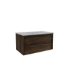 Saniclass Holz Framse Ensemble meuble de salle de bains - 80x45x40cm - 1 tiroir - 1 lavabo - sans trous de robinet - trop-plein - Chêne charcoal SW1437762