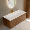 MONDIAZ KURVE-DLUX 110cm Meuble salle de bain - couleur Walnut - 1 tiroir - vasque BIG MEDIUM centre - 1 trou de robinet - couleur Ostra SW1137862