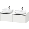 Duravit Ketho.2 Wastafelonderbouwkast - inclusief consoleplaat - met 2 laden - voor dubbele waskommen - 140x55x45.9cm - met handgrepen antraciet - wit mat SW771921