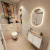 MONDIAZ TURE-DLUX Meuble toilette - 60cm - Talc - EDEN - vasque Frappe - position gauche - 1 trou de robinet SW1102588