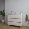 Saniclass Chaci PLUS Meuble de salle de bain - 100x86x46cm - lavabo en céramique blanc - 1 vasque - 1 trou de robinet - 3 tiroirs - mat cotton (beige) SW1182424