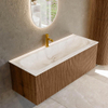 MONDIAZ KURVE-DLUX 120cm Meuble salle de bain - couleur Walnut - 1 tiroir - vasque BIG LARGE centre - 1 trou de robinet - couleur Frappe SW1137454