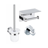 Fortifura Calvi Toiletset - toiletrolhouder - met klep- toiletborstel - handoekhaak - hoogglans chroom SW1390017
