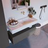 Mondiaz ALAN-DLUX Ensemble de meuble - 100cm - meuble Dark grey mat - 1 tiroir - Lavabo Cloud Opalo suspendu - vasque Droite - 0 trous de robinet SW806227