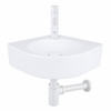 QeramiQ Fuente pack lave-mains d'angle – 30 x 30 x 10 cm – perçage à droite – robinet blanc mat – sans cadre SW1419189