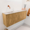 Mondiaz JOYA-DLUX 111.6cm toiletmeubel - ronding rechts kleur Oak - Wastafel FAYE positie Links Zonder kraangat kleur Nata. SW1424043