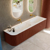 Mondiaz KURVE-DLUX Ensemble meuble de salle de bains - 175x46x40cm - 2 tiroirs - 1 porte - vasque solid surface - double / droite - sans trou de robinet - Ruby SW1415895