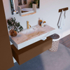 Mondiaz ALAN-DLUX Ensemble de meuble - 100cm - meuble Rust mat - 1 tiroir - Lavabo Cloud Frappe suspendu - vasque Centre - 1 trou de robinet SW805158
