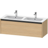 Duravit Ketho.2 Wastafelonderbouwkast - met 1 lade - voor dubbele wastafel - 128x48x44cm - met greep antraciet - natuur eiken mat SW772238