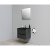 Basic Bella Meuble salle de bains avec lavabo acrylique Noir 60x55x46cm 1 trou de robinet avec miroir et éclairage Anthracite mat SW491774