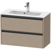 Duravit Ketho.2 Wastafelonderbouwkast - met 2 laden - 81x39x54.9cm - met grepen antraciet - linnen mat SW773063