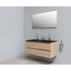Basic Bella Meuble salle de bains avec lavabo acrylique avec miroir et éclairage Noir 120x55x46cm 2 trous de robinet Chêne SW491830