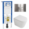 QeramiQ Dely Toiletset - 36.3x51.7cm - diepspoel - rimless - Geberit UP720 inbouwreservoir - softclose toilet zitting - 35mm - steel bedieningsplaat - ronde knoppen - mat wit SW1427999